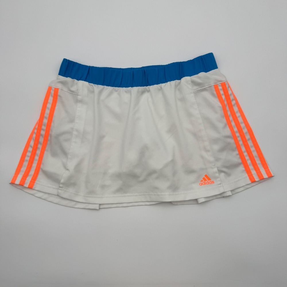 Adidas Response Climalite Tennis Golf Skort White Blue Neon Orange Womens Size M